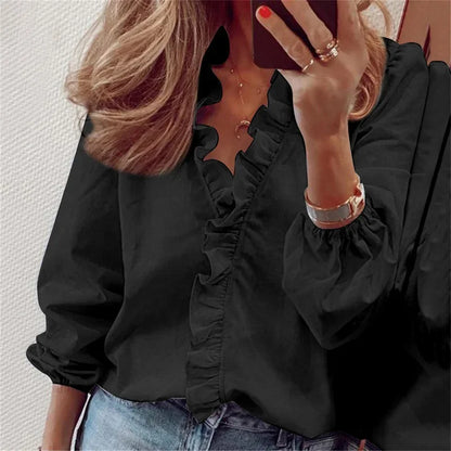 Enola™ Feminine Ruffle Blouse with Balloon Sleeves 4