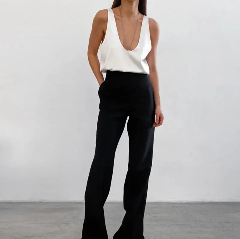 Deep Drape Satin Tank Top — Effortless Elegance for Women 3