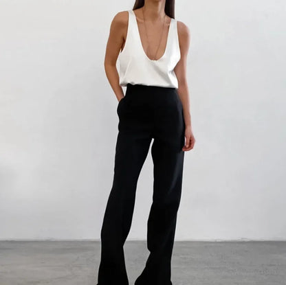 Deep Drape Satin Tank Top — Effortless Elegance for Women 3