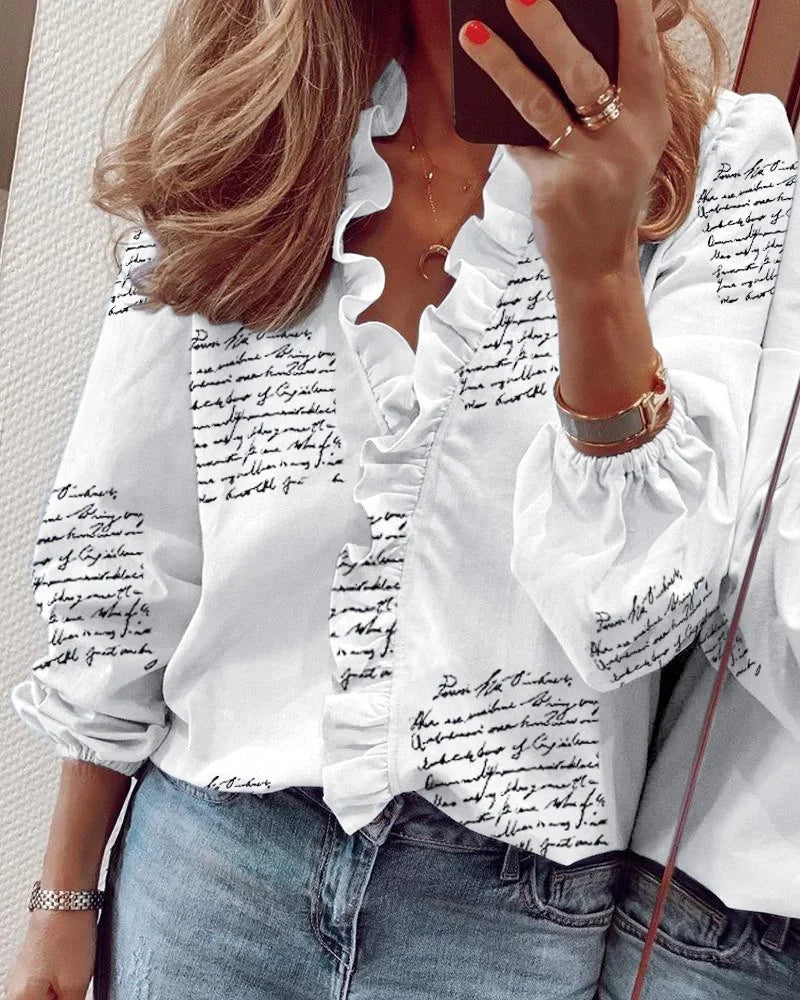 Enola™ Feminine Ruffle Blouse with Balloon Sleeves 6