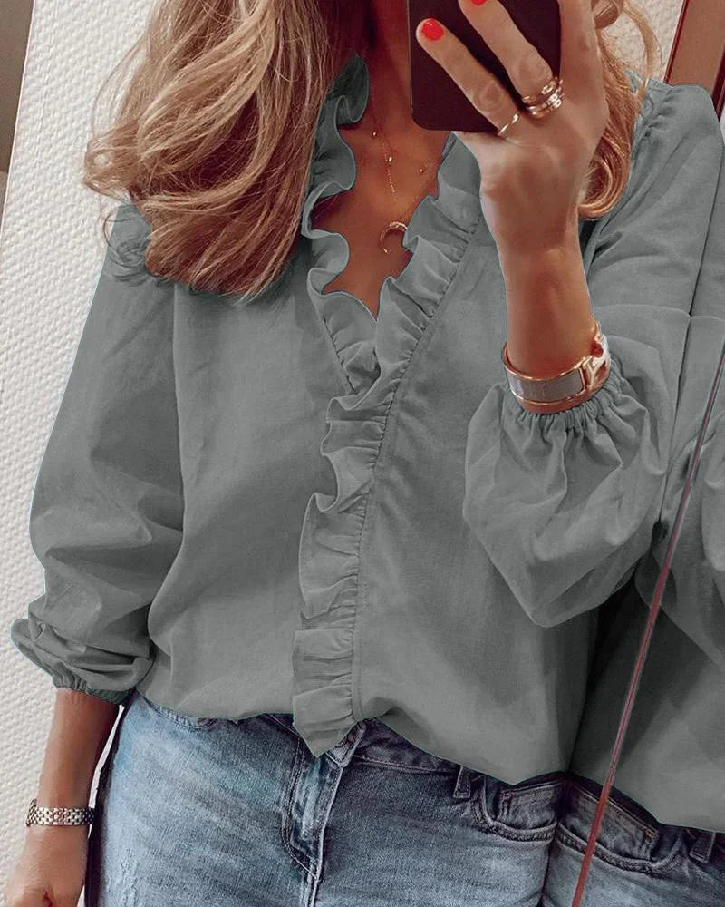 Enola™ Feminine Ruffle Blouse with Balloon Sleeves 7