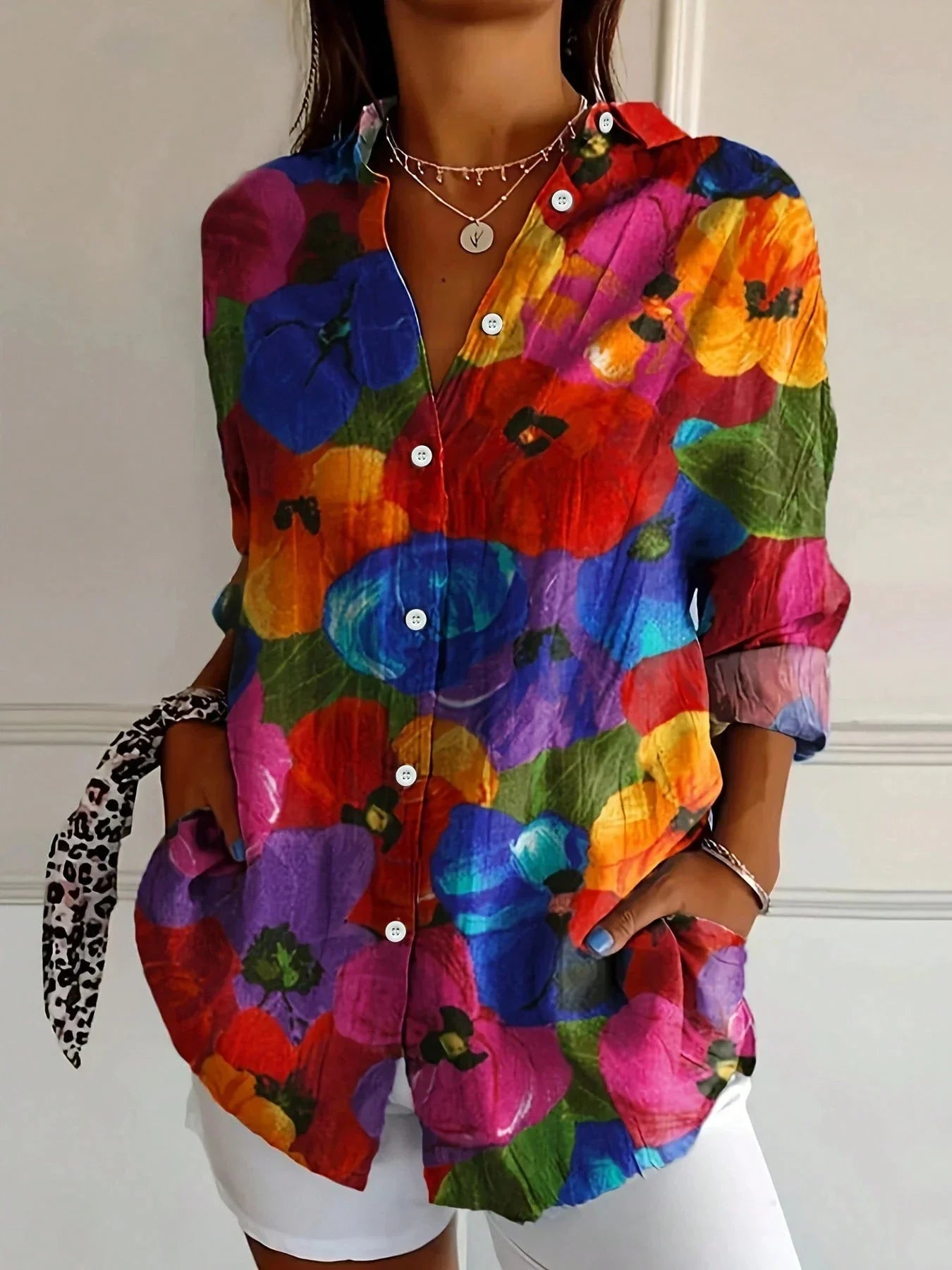 Colorful Print Blouse - Airy Fit Women's Top 6