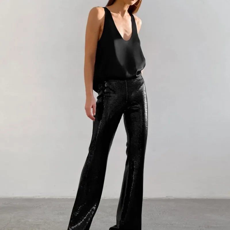 Deep Drape Satin Tank Top — Effortless Elegance for Women 4