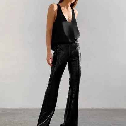 Deep Drape Satin Tank Top — Effortless Elegance for Women 4
