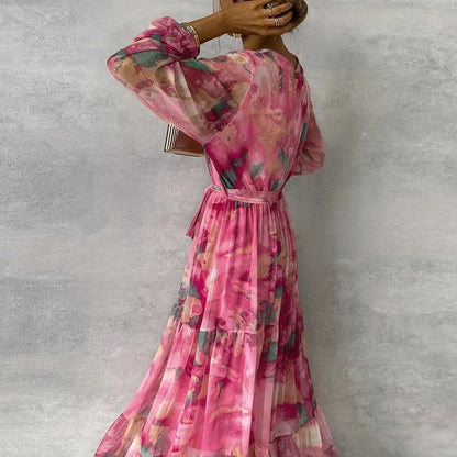 Floral Wrap Maxi Dress with V-Neck & Tiered Skirt 4