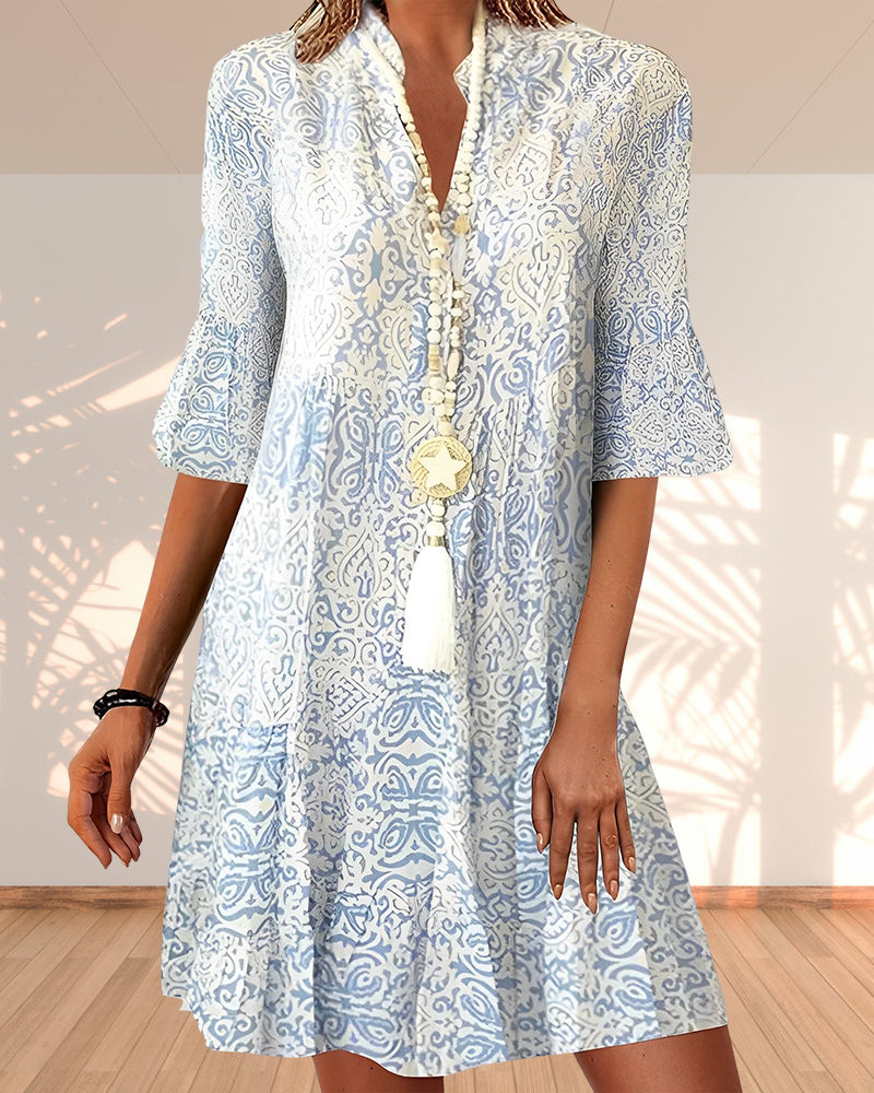 Sarah Collection | Women's Dress with Bohemian Floral Print | Effortless Style for Summer Days