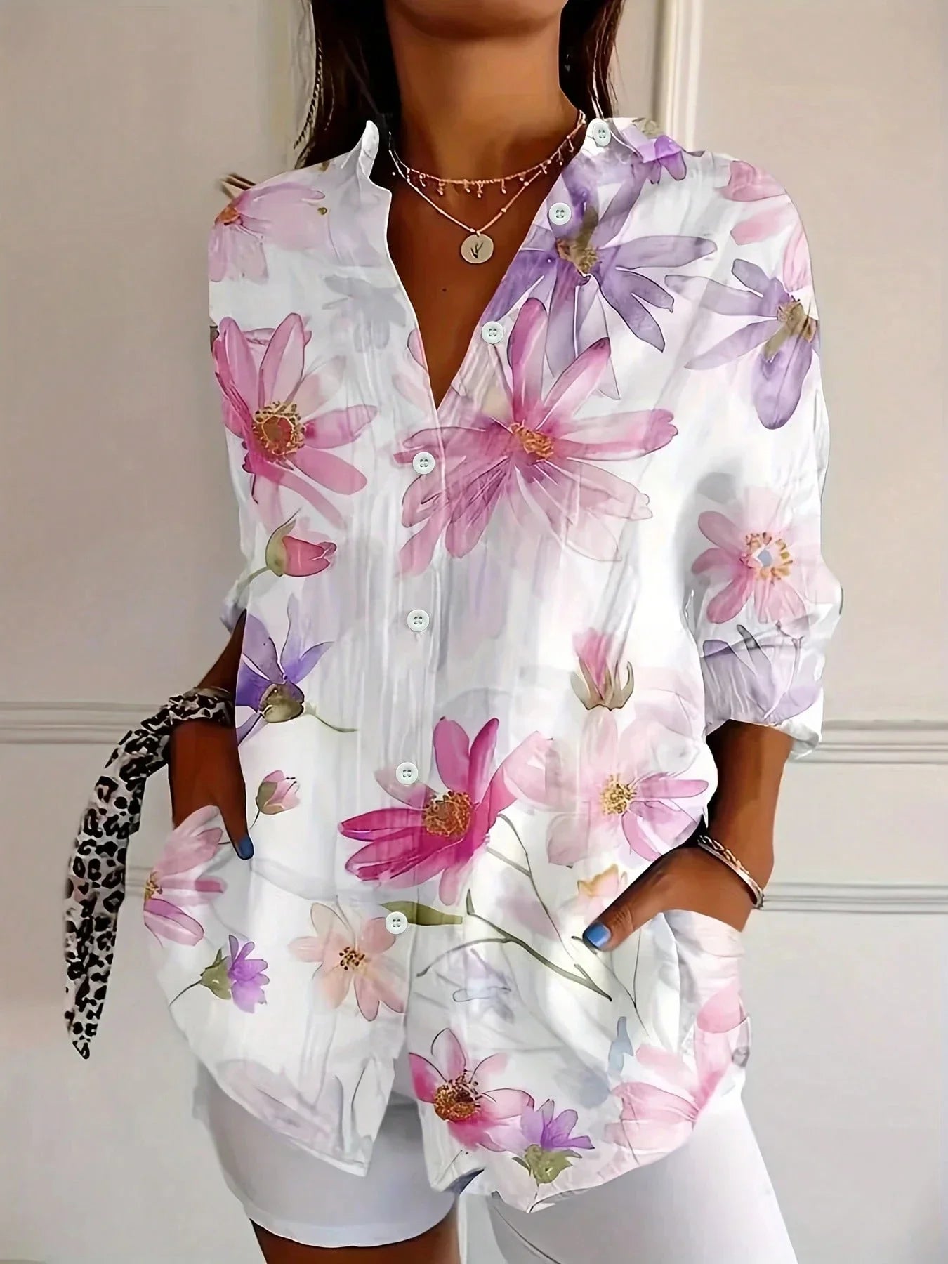 Colorful Print Blouse - Airy Fit Women's Top 4