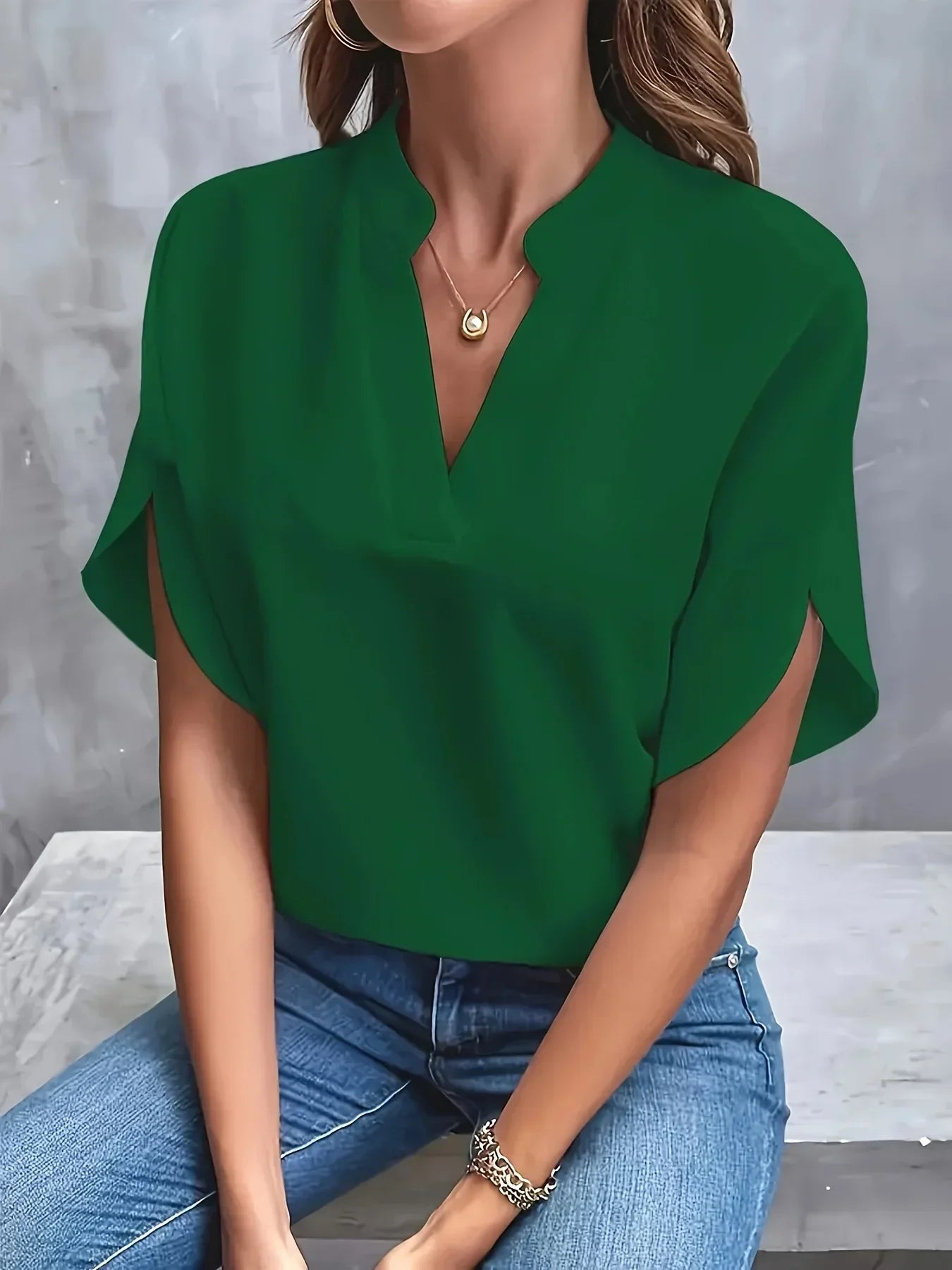 Thalia™ Sophisticated V-Neck Blouse with Cap Sleeves 7