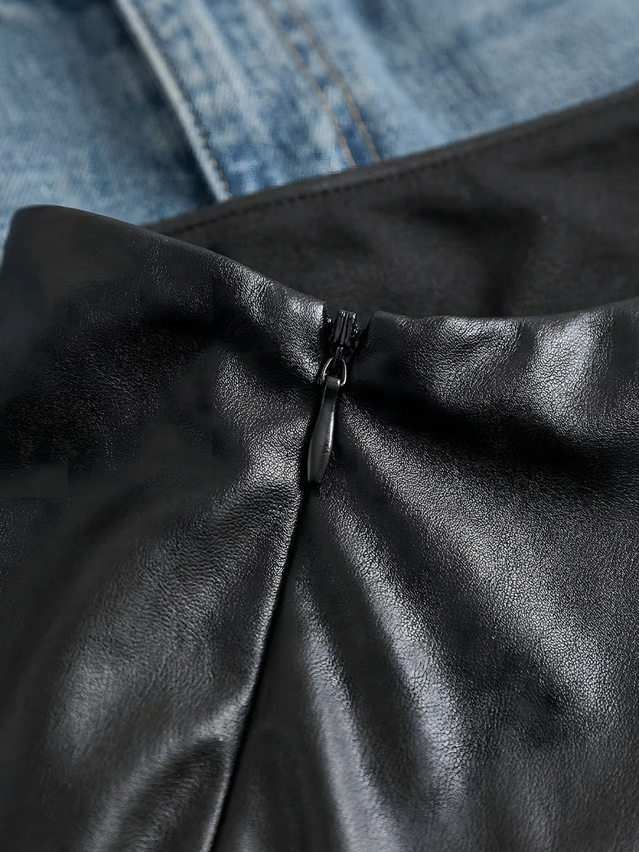 Sculpted Faux Leather Women's Top | One-Shoulder Asymmetrical Design for Confident Going Out Style