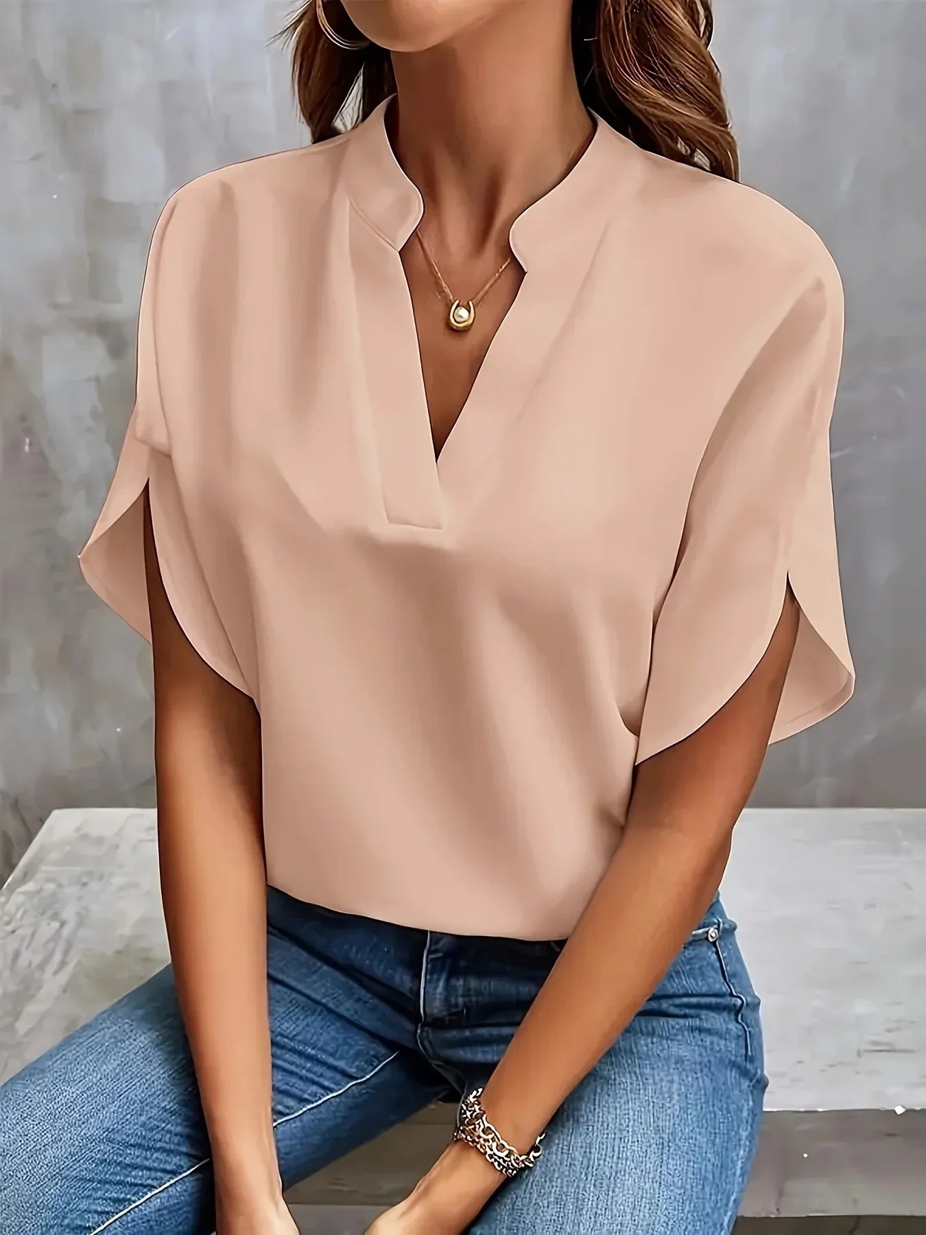 Thalia™ Sophisticated V-Neck Blouse with Cap Sleeves 6