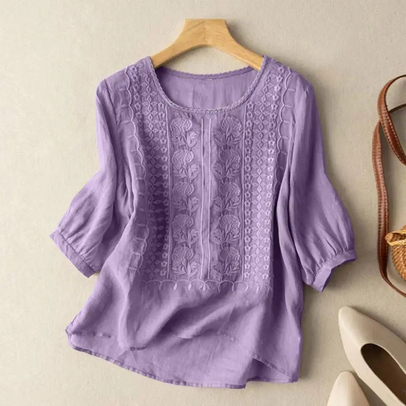Sonia™ Floral Embroidered Relaxed Blouse for Women 4