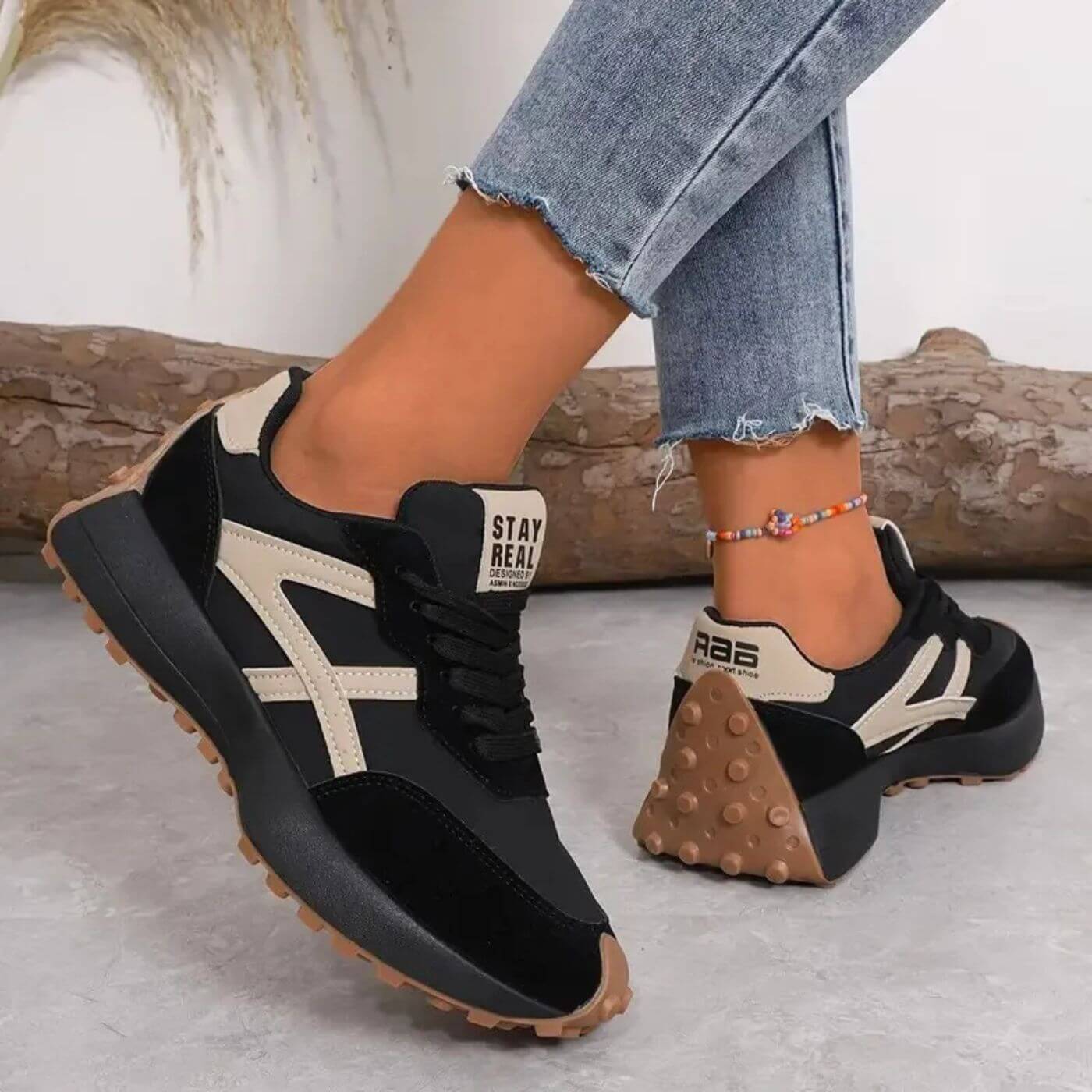 Women's Orthopedic Sneakers Panel Upper Lace-Up Low-Cut Design 5