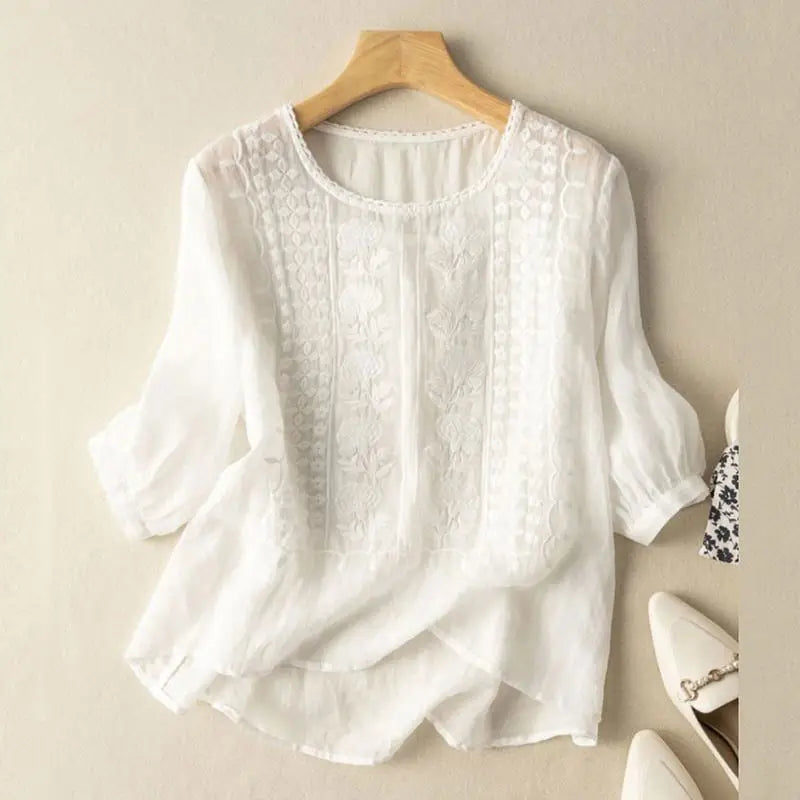 Sonia™ Floral Embroidered Relaxed Blouse for Women 1