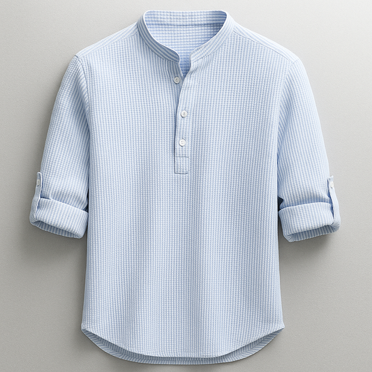 Signature Collection | Men's Shirt with Textured Weave & Rolled Sleeves | Comfortable Fit for All-Day Wear