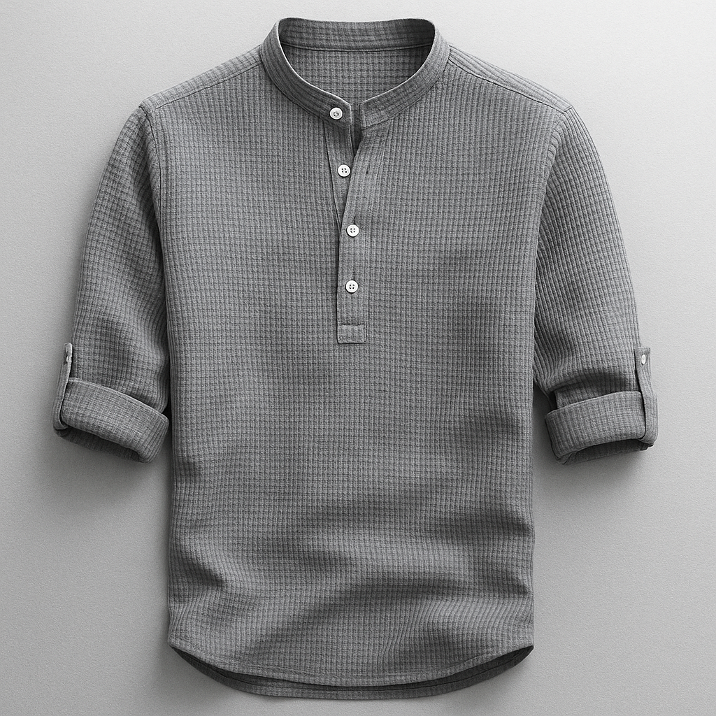 Signature Collection | Men's Shirt with Textured Weave & Rolled Sleeves | Comfortable Fit for All-Day Wear
