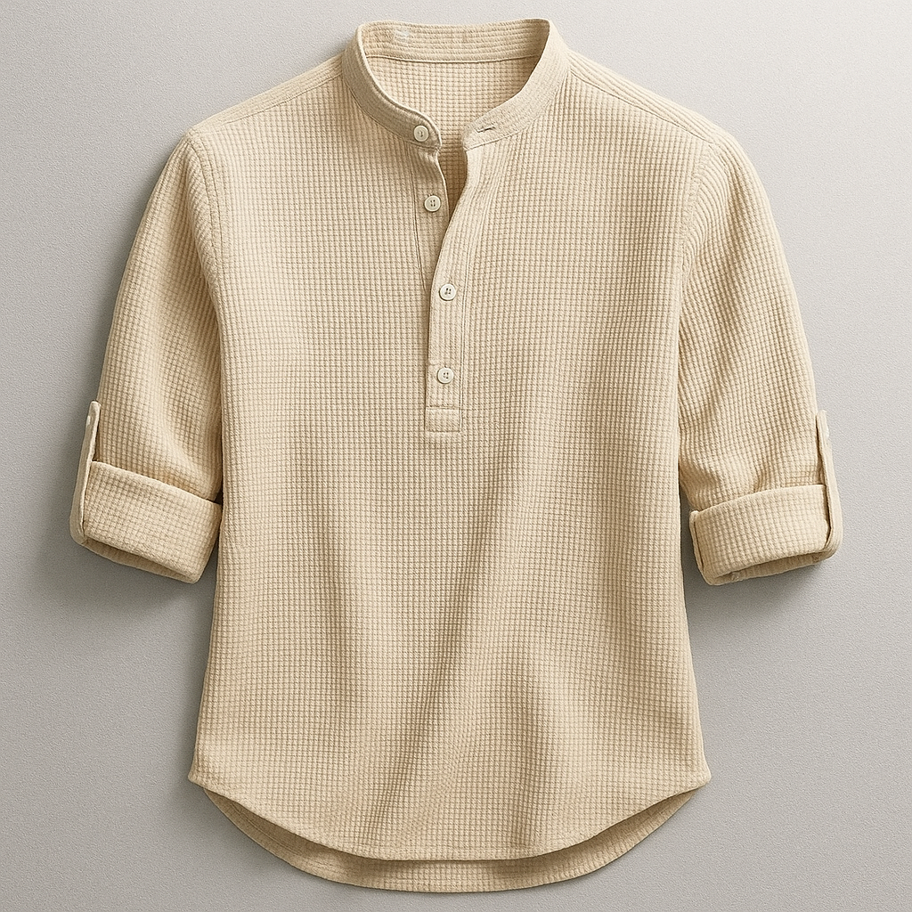 Signature Collection | Men's Shirt with Textured Weave & Rolled Sleeves | Comfortable Fit for All-Day Wear