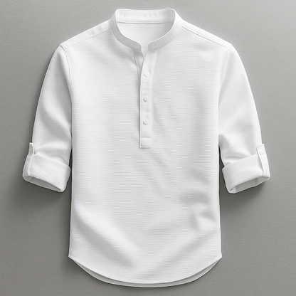 Signature Collection | Men's Shirt with Textured Weave & Rolled Sleeves | Comfortable Fit for All-Day Wear