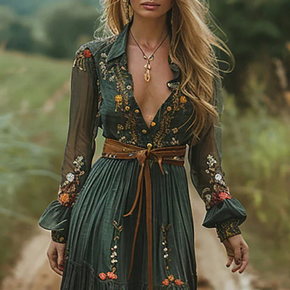 Soleil Collection | Floral Maxi Dress with Long Sleeves | Effortless Elegance for Any Occasion