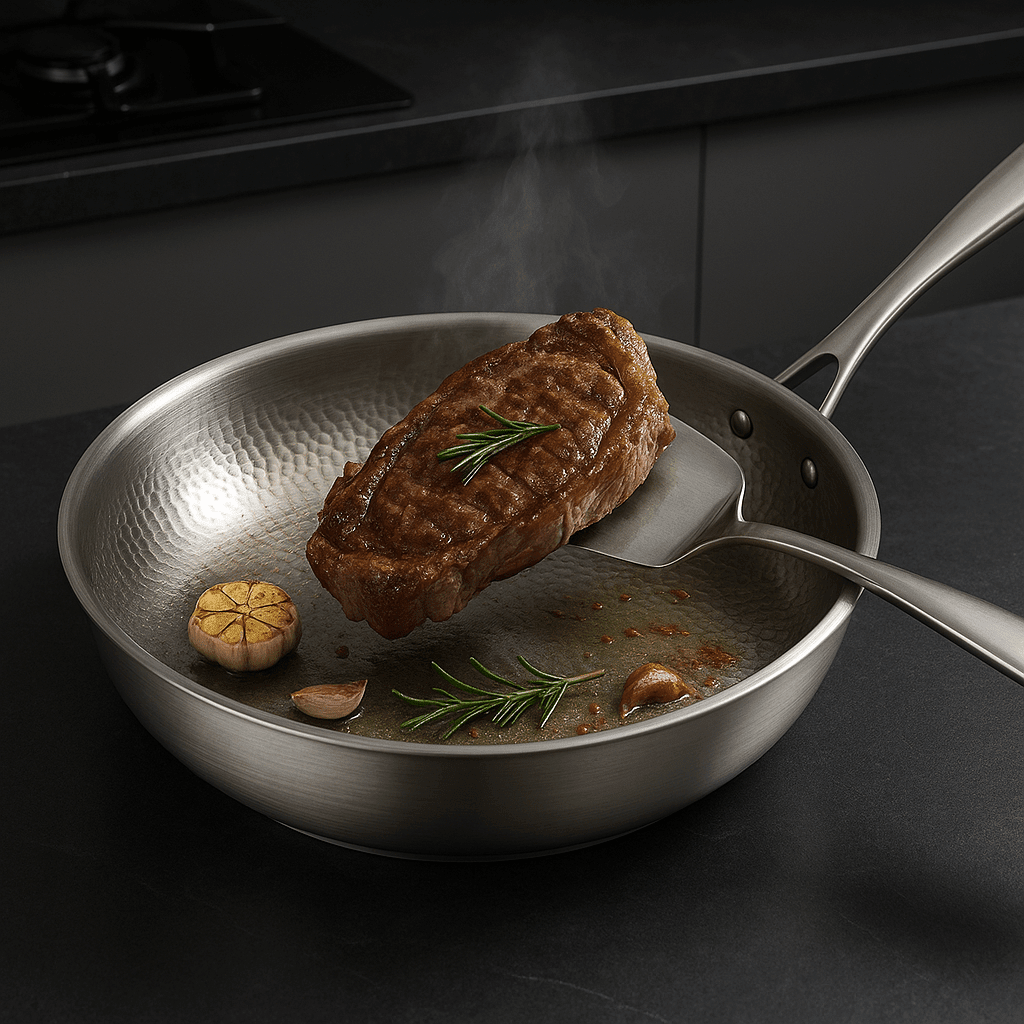 Uncoated Stainless Steel Frying Pan — All Hob Types 3