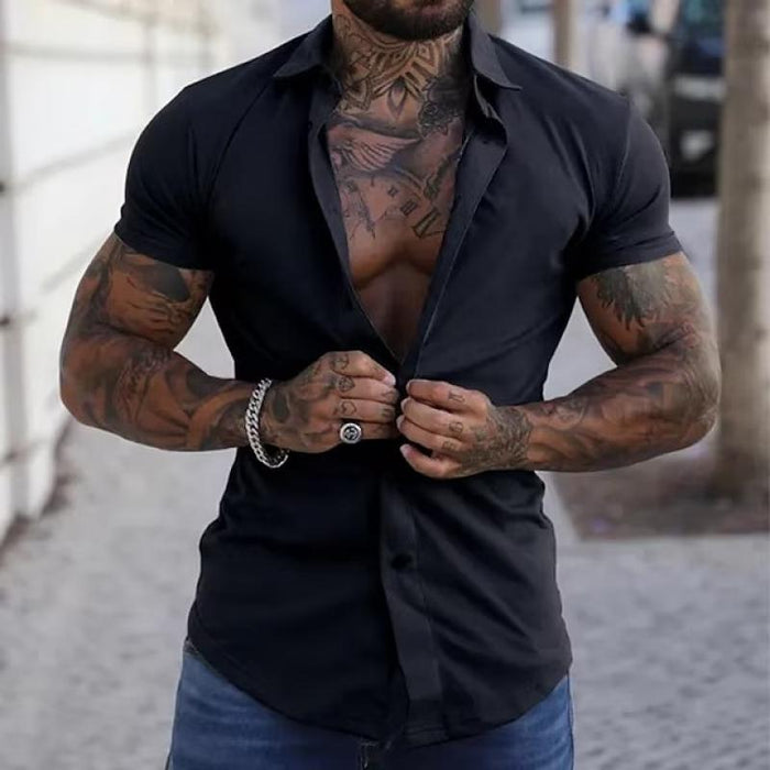 Tailored Muscle Fit Shirt | Men's Shirt with Breathable Short Sleeves | Stylish Design for Active Comfort