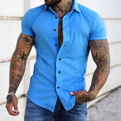 Tailored Muscle Fit Shirt | Men's Shirt with Breathable Short Sleeves | Stylish Design for Active Comfort