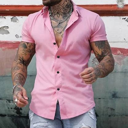 Tailored Muscle Fit Shirt | Men's Shirt with Breathable Short Sleeves | Stylish Design for Active Comfort