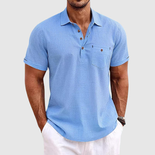 Theodore Willow | Men's Polo Shirt with Breathable Linen Fabric | Casual Comfort for Summer Style