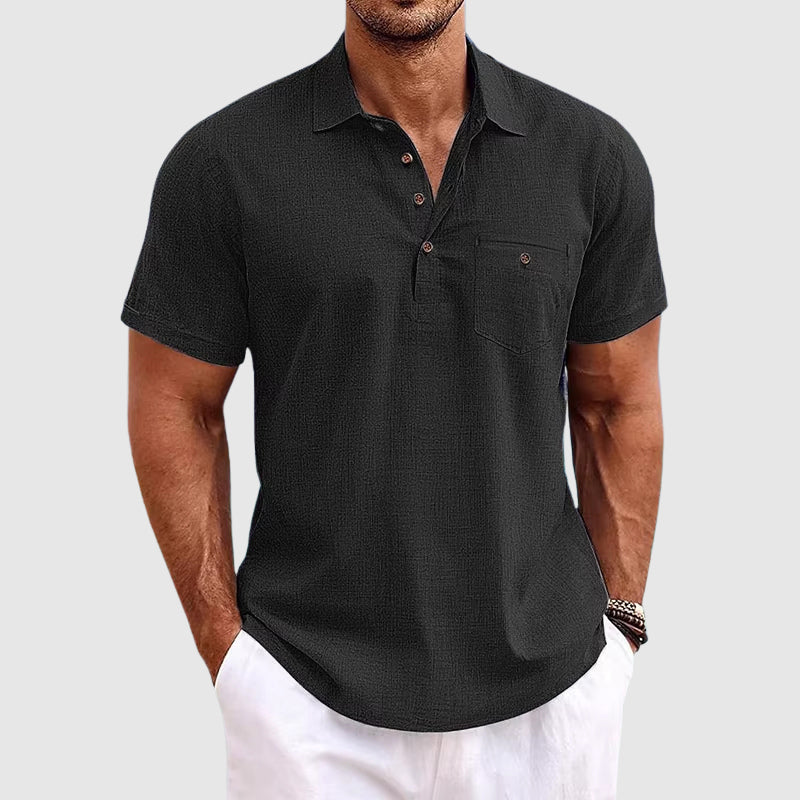 Theodore Willow | Men's Polo Shirt with Breathable Linen Fabric | Casual Comfort for Summer Style