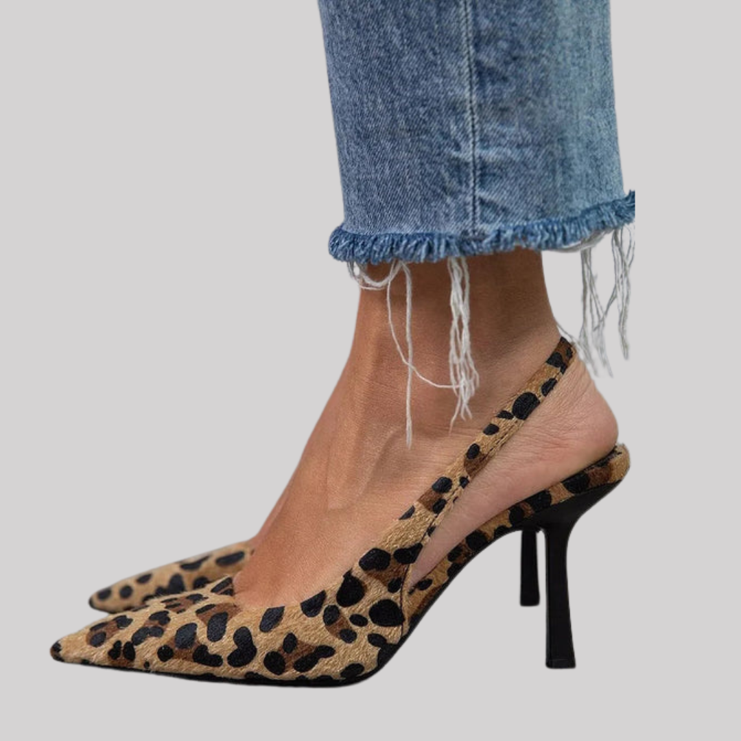 Maria Collection | Women's Heels with Pointed Toe Leopard Print Design | Stylish Comfort for Any Occasion