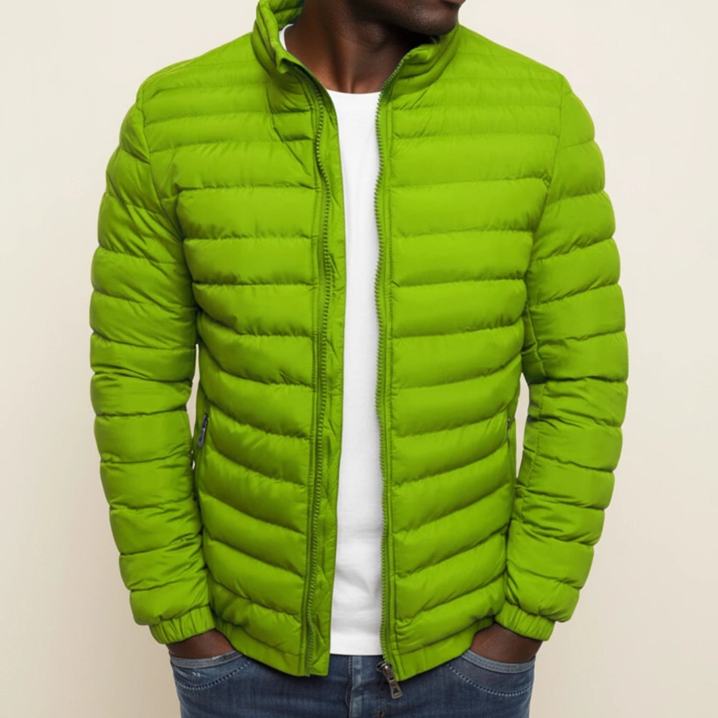 Urban Style | Men's Lightweight Puffer Jacket with Zip-Up Closure | Modern Slim Fit for All-Season Versatility
