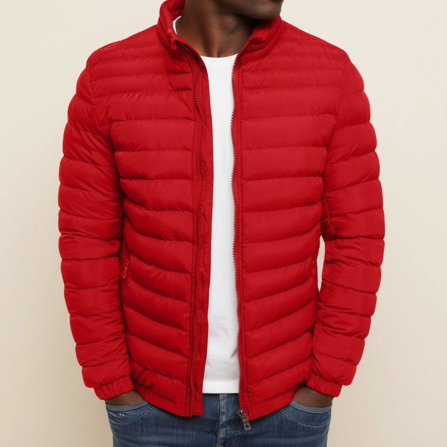 Urban Style | Men's Lightweight Puffer Jacket with Zip-Up Closure | Modern Slim Fit for All-Season Versatility