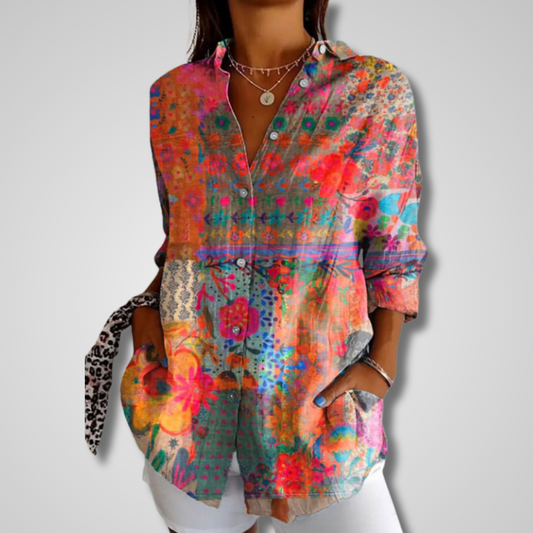 Vintage Charm | Women's Shirt with Lightweight Fabric & Relaxed Fit | Effortless Style for Warm Days