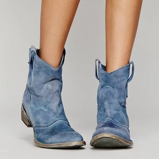 Vintage Western | Black Ankle Boots for Women with Pointed Toe Design | Stylish Slip-On Booties for Effortless Chic