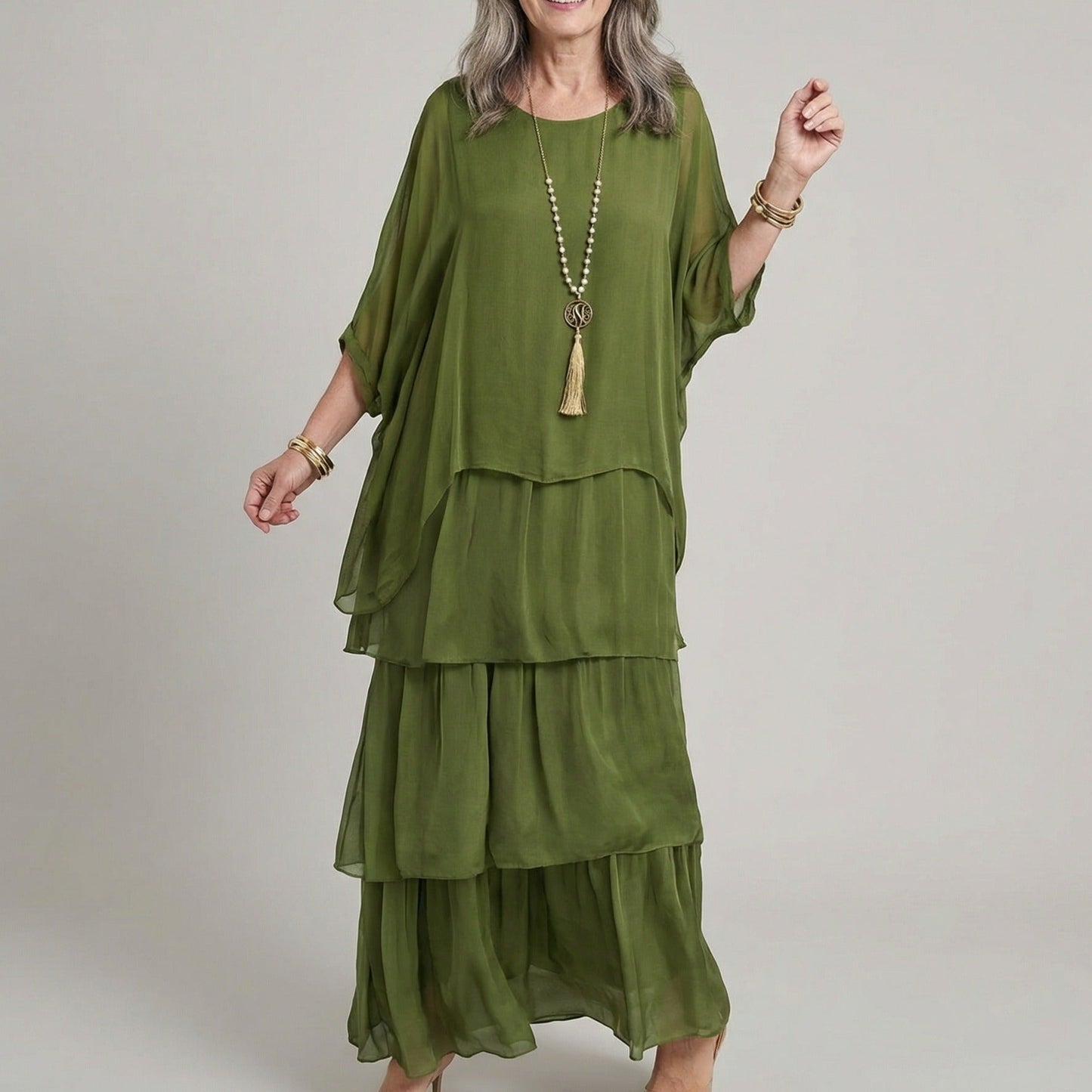 Virelle Modern | Long Sleeve Maxi Dress with Flowing Silhouette | Elegant Design for Effortless Style
