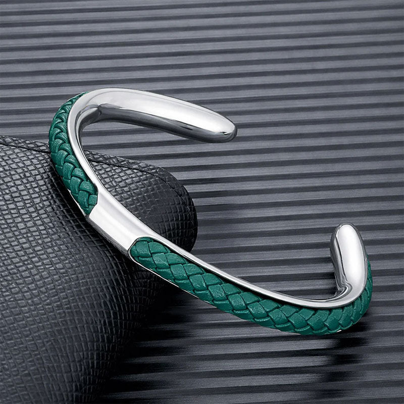 Woven Cord Men's Bracelet with Stainless Steel Frame | Stylish Accessory for Everyday Wear