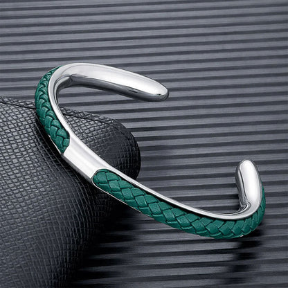Woven Cord Men's Bracelet with Stainless Steel Frame | Stylish Accessory for Everyday Wear
