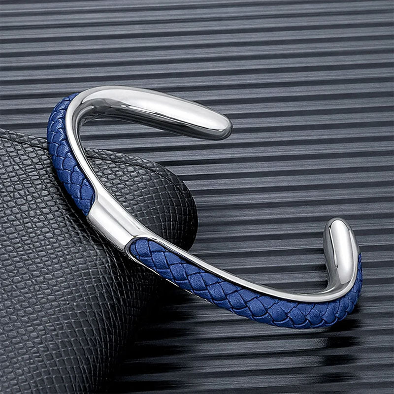 Woven Cord Men's Bracelet with Stainless Steel Frame | Stylish Accessory for Everyday Wear