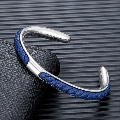 Woven Cord Men's Bracelet with Stainless Steel Frame | Stylish Accessory for Everyday Wear