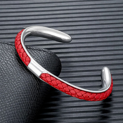 Woven Cord Men's Bracelet with Stainless Steel Frame | Stylish Accessory for Everyday Wear