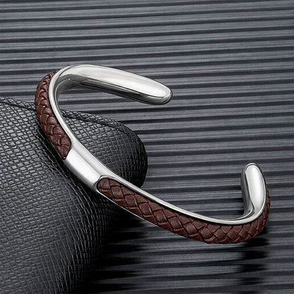 Woven Cord Men's Bracelet with Stainless Steel Frame | Stylish Accessory for Everyday Wear