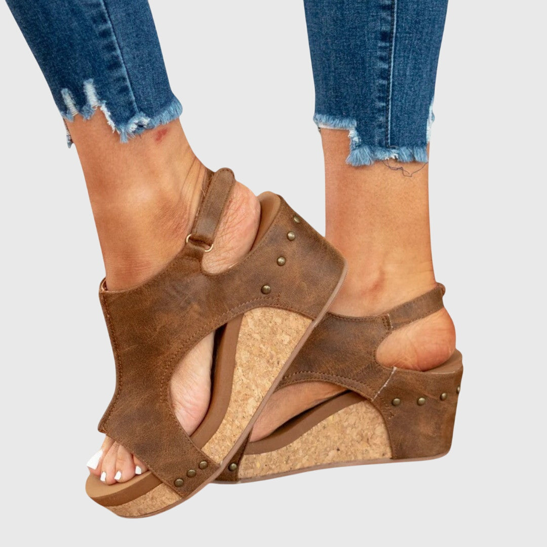 Adela Orthopedic Sandals — Cushioned Wedge with Adjustable Buckle 12