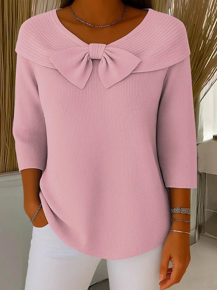 Bow Detail Fitted Sweater — Waist-Accentuating Women's Knit 2