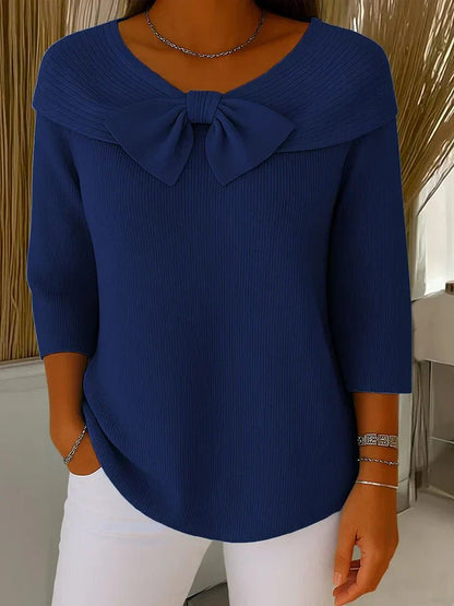 Bow Detail Fitted Sweater — Waist-Accentuating Women's Knit 5