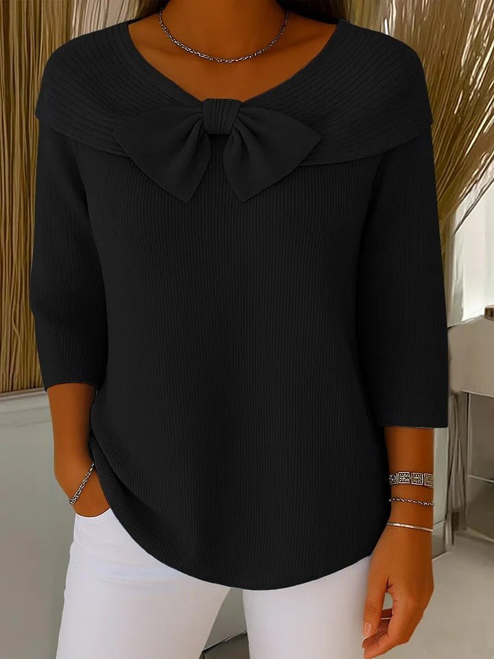 Bow Detail Fitted Sweater — Waist-Accentuating Women's Knit 6