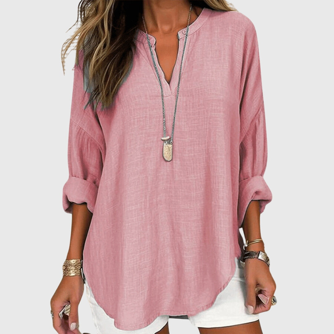Flowy Elegant Beach Shirt for Women — Long Sleeve Relaxed Fit 4