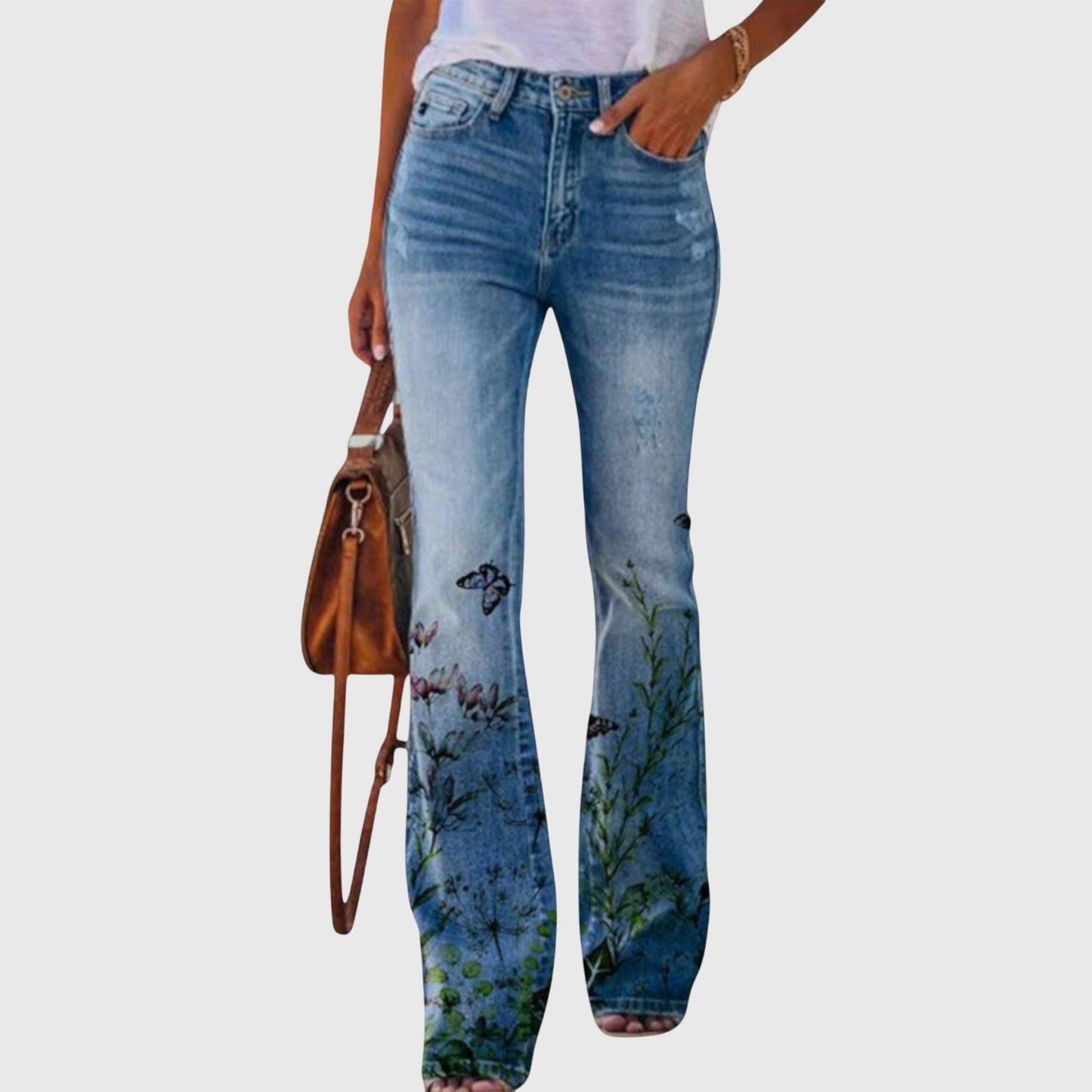 Floral Wide-Leg Pants with Button Detail — S to 5XL 2