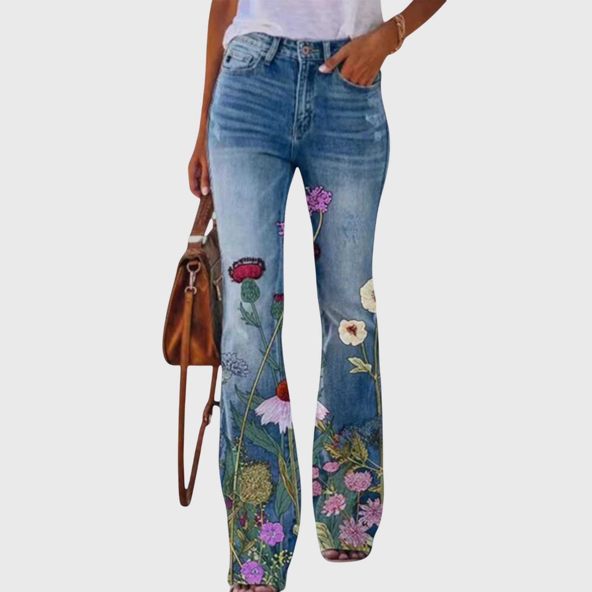 Floral Wide-Leg Pants with Button Detail — S to 5XL 3