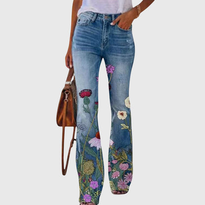Floral Wide-Leg Pants with Button Detail — S to 5XL 3