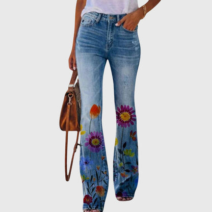 Floral Wide-Leg Pants with Button Detail — S to 5XL 1
