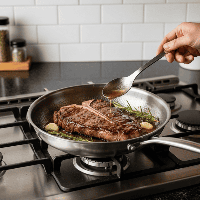 Uncoated Stainless Steel Frying Pan — All Hob Types 1